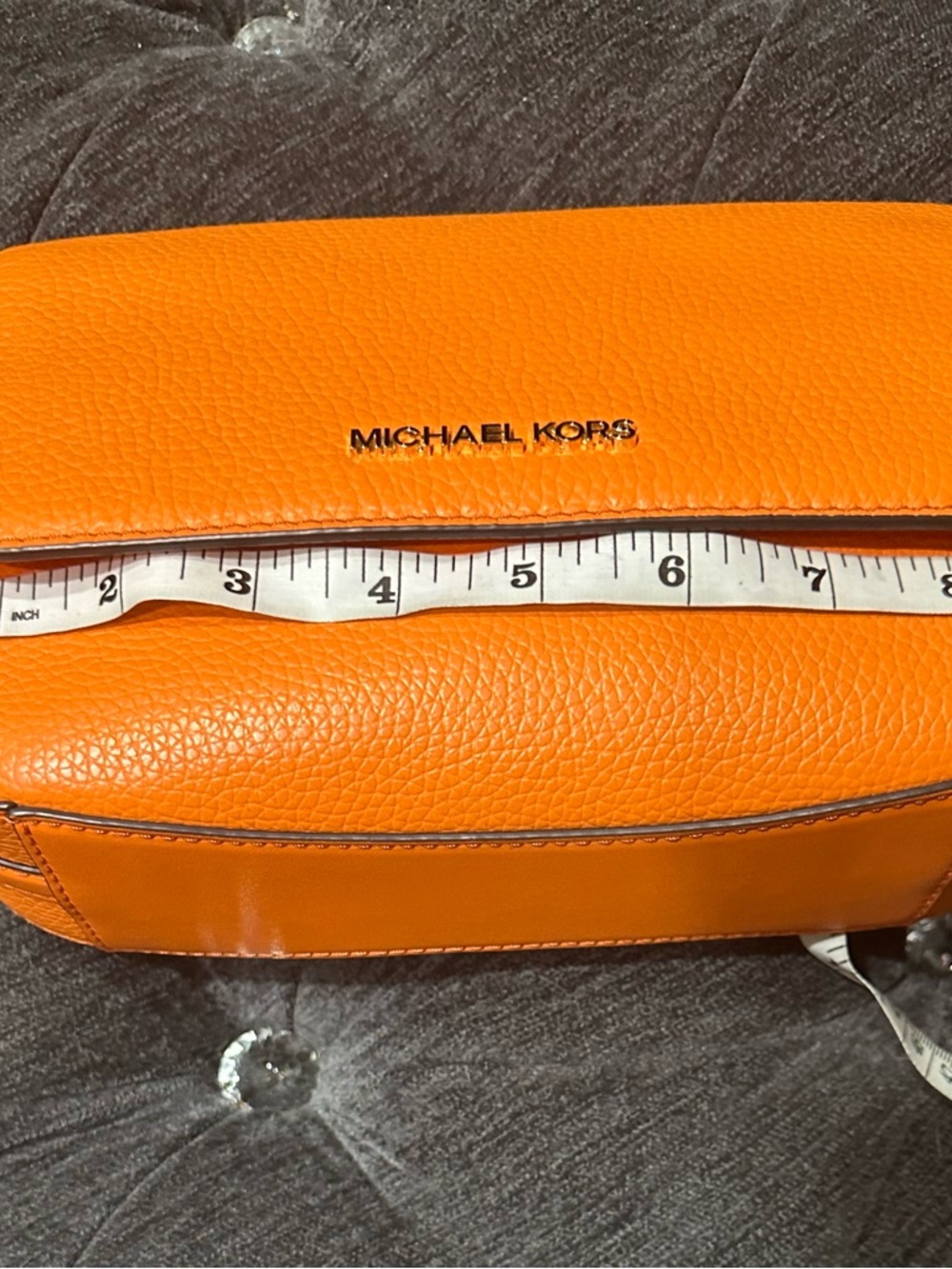 Michael Kors Orange Pebbled Leather Crossbody Bag - Picture 14 of 14